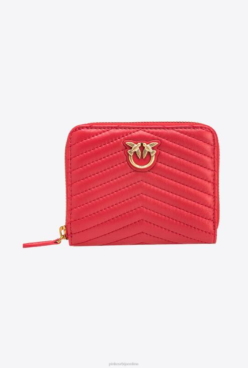 торбице | Pinko гранат црвено-старинско злато четвртаста прошивена торбица од напа коже са патент затварачем JFH41139