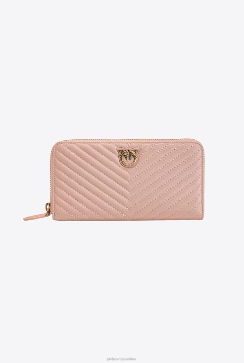 торбице | Pinko прашњаво розе-античко злато новчаник са рајсфершлусом од напе са шевроном JFH41159