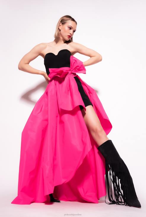 дуге хаљине | Pinko црна/фуксија дводелна хаљина са оделом за игру JFH4135