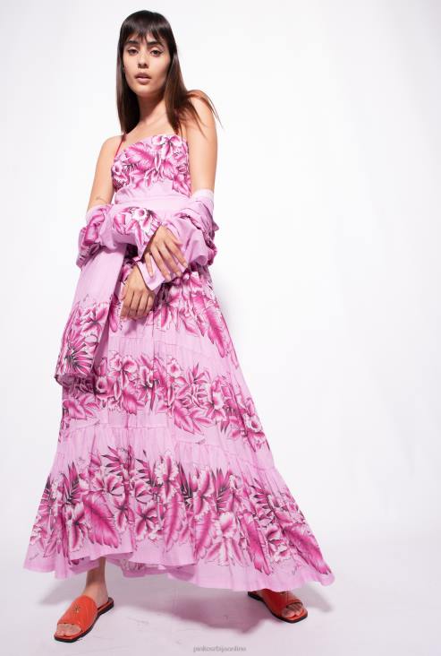 дуге хаљине | Pinko вечерња киша хаљина од муслина са тропским принтом JFH444 дуге хаљине | Pinko вечерња киша хаљина од муслина са тропским принтом JFH444