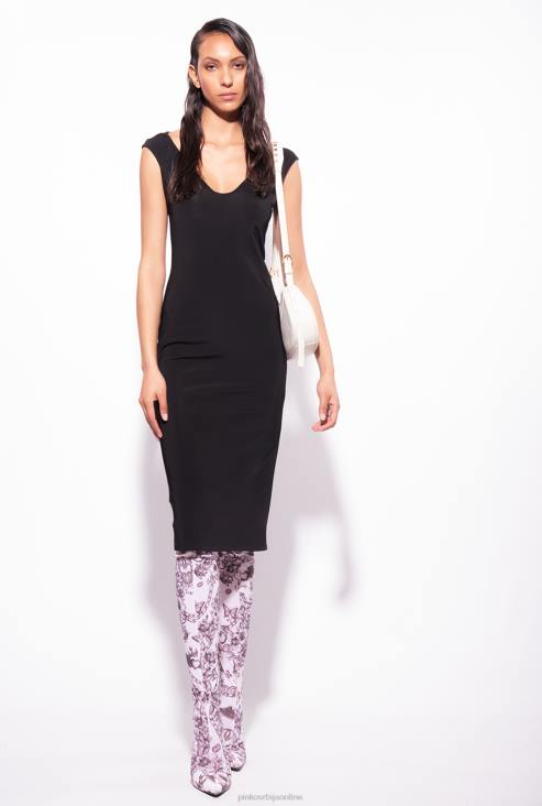 хаљине средње дужине | Pinko лимузина црна миди хаљина од техничке тканине JFH476