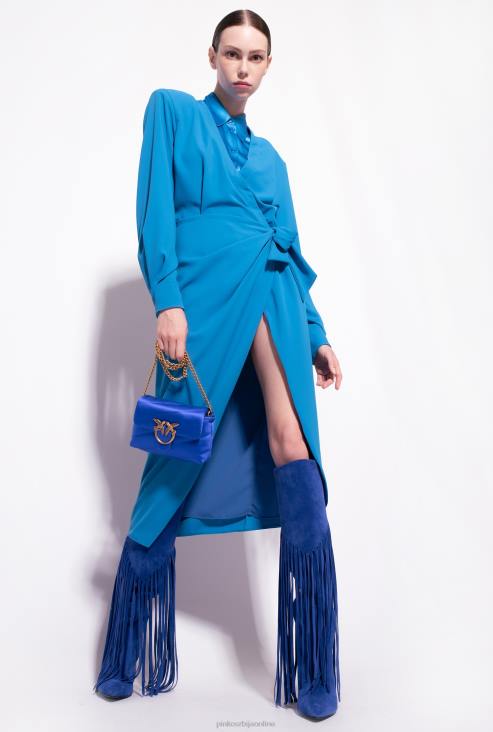 хаљине средње дужине | Pinko директор плави тече креп хаљина JFH489