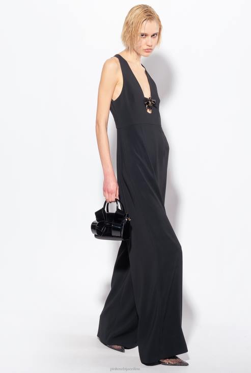 комбинезони и гаће | Pinko лимузина црна комбинезон са цветним брошем JFH4108