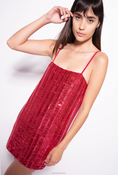 кратке хаљине | Pinko црвена малина мини хаљина са правоугаоним шљокицама JFH4134