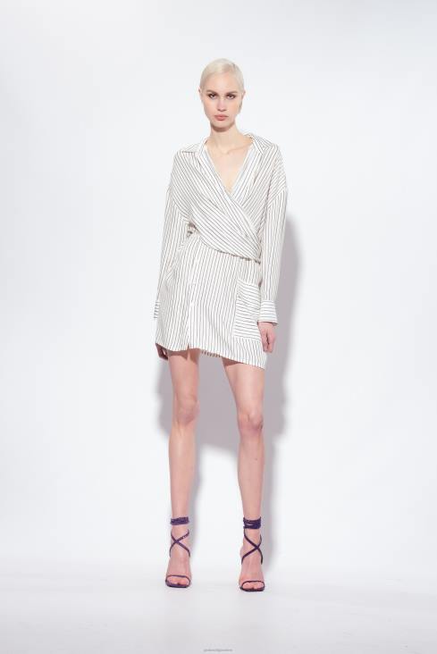 кратке хаљине | Pinko бело црно пругаста мини кошуља хаљина JFH422 кратке хаљине | Pinko бело црно пругаста мини кошуља хаљина JFH422