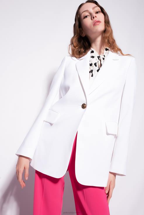 блејзери | Pinko бели лук бели једноструки растезљиви креп блејзер JFH4634