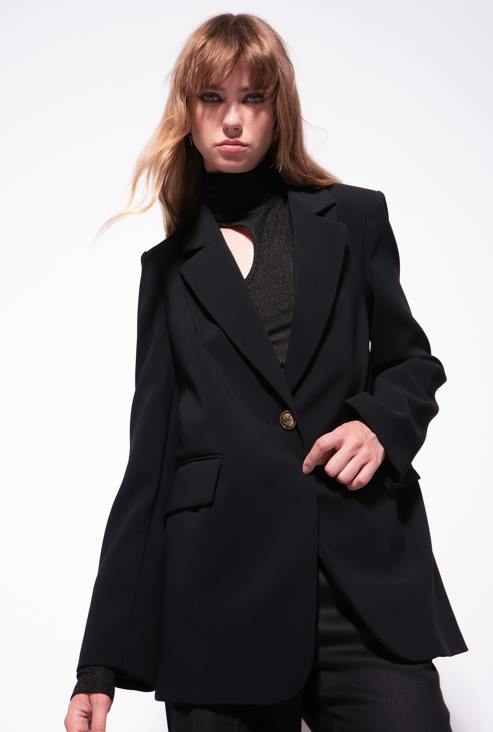 блејзери | Pinko лимузина црна једноструки растезљиви креп блејзер JFH4636