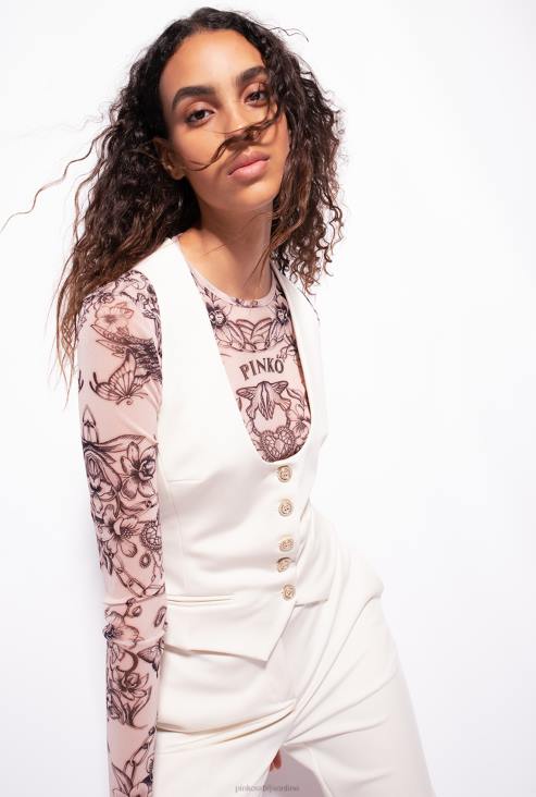 капути | Pinko ружичасти дим бели кратки прслук од техничке тканине JFH4559