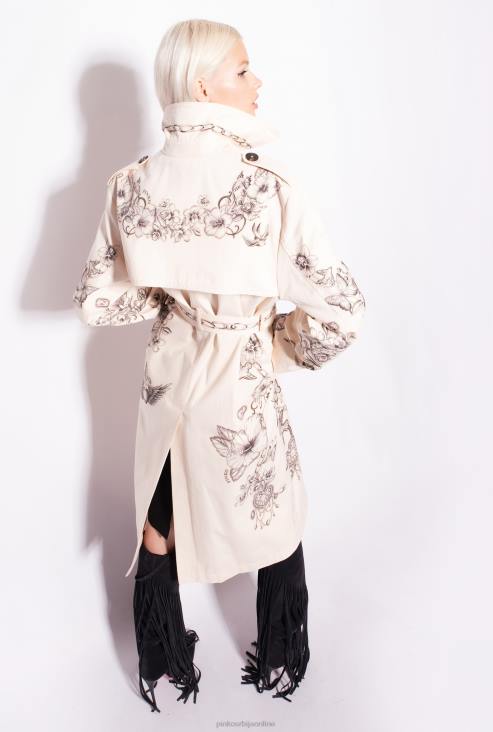 капути | Pinko путер/црни капут са таттоо принтом JFH4830