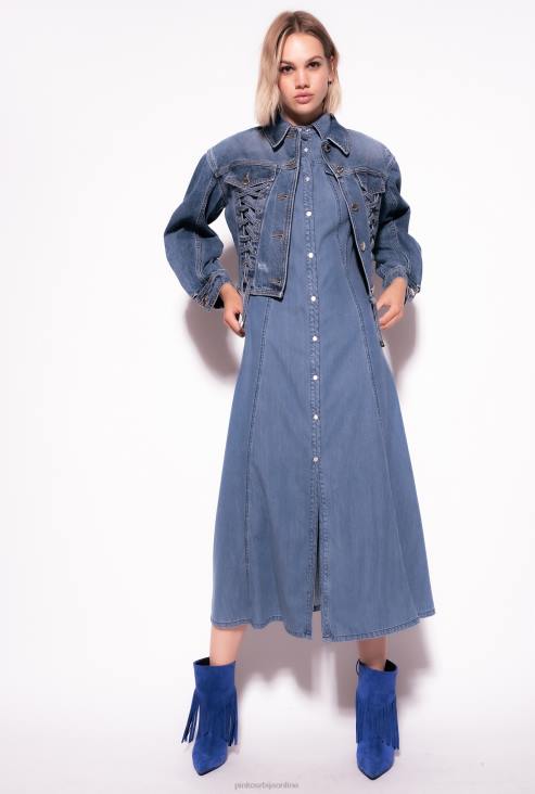 цасуал јакне | Pinko средње винтаге прање тексас јакна са везицама JFH4817