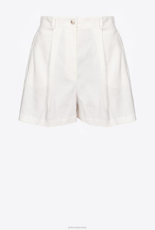 кратке хлаче | Pinko облак бео растезљиви ланени шорц JFH4702