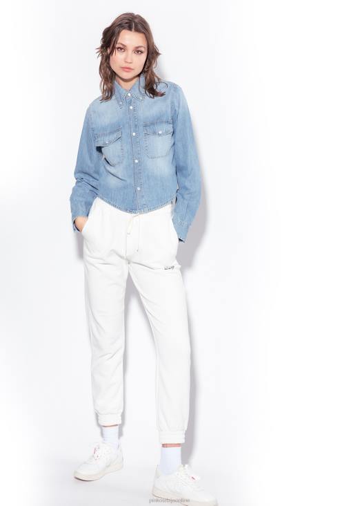 одећа за трчање и хеланке | Pinko свилено бело џогери са логом JFH4716 одећа за трчање и хеланке | Pinko свилено бело џогери са логом JFH4716