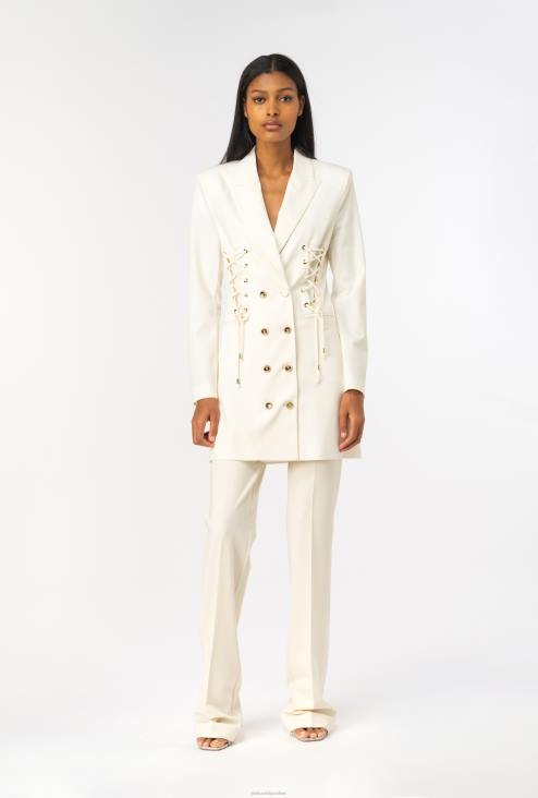 цасуал панталоне | Pinko ружичасти дим бели расширене панталоне високог струка JFH4652