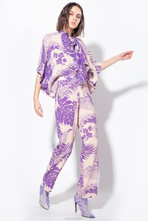 цасуал панталоне | Pinko голо/љубичасто панталоне са тропским принтом JFH4654