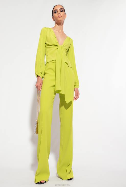 цасуал панталоне | Pinko лимето жута расширене растезљиве панталоне JFH4667