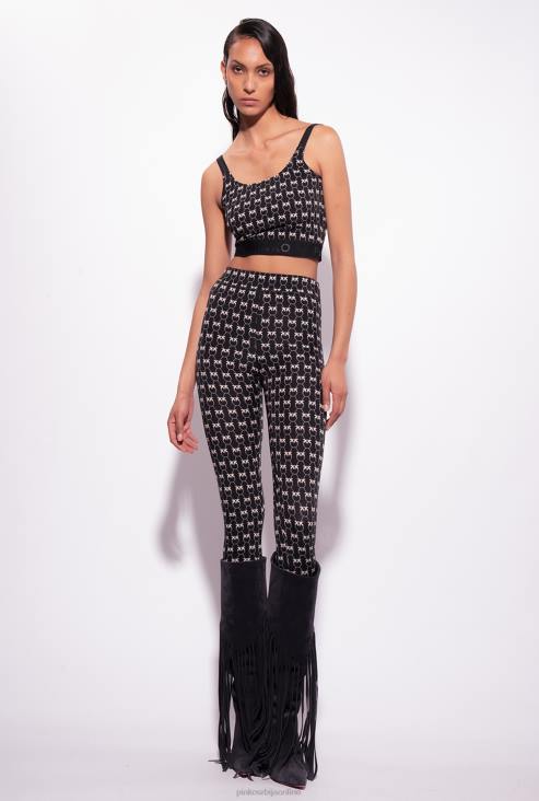 цасуал панталоне | Pinko црна/крем хеланке са монограмом JFH4712