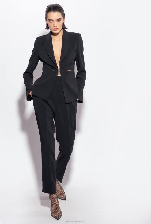 цасуал панталоне | Pinko лимузина црна растезљиве креп панталоне високог струка JFH4745