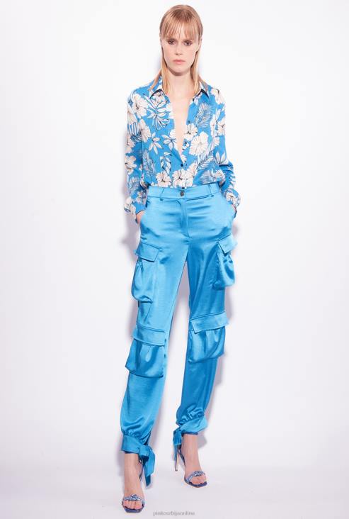 цасуал панталоне | Pinko директор плави сатенске карго панталоне JFH4763