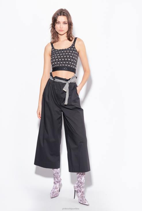 цасуал панталоне | Pinko лимузина црна широке панталоне са каишем JFH4766
