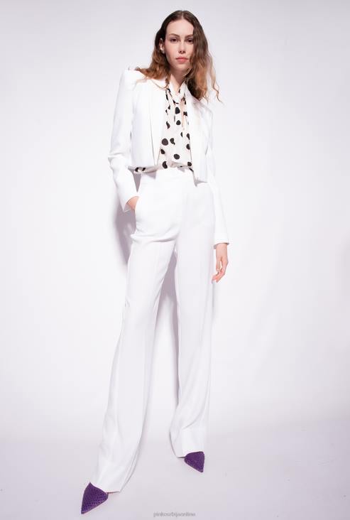 цасуал панталоне | Pinko млечно бело расширене поли креп панталоне JFH4778