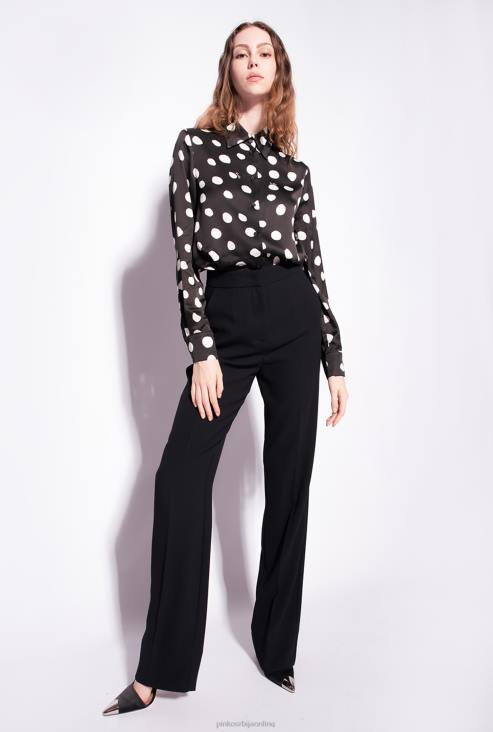 цасуал панталоне | Pinko лимузина црна расширене поли креп панталоне JFH4779