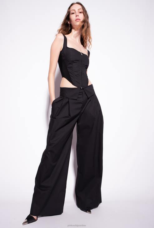 цасуал панталоне | Pinko лимузина црна широке панталоне од поплина JFH4783