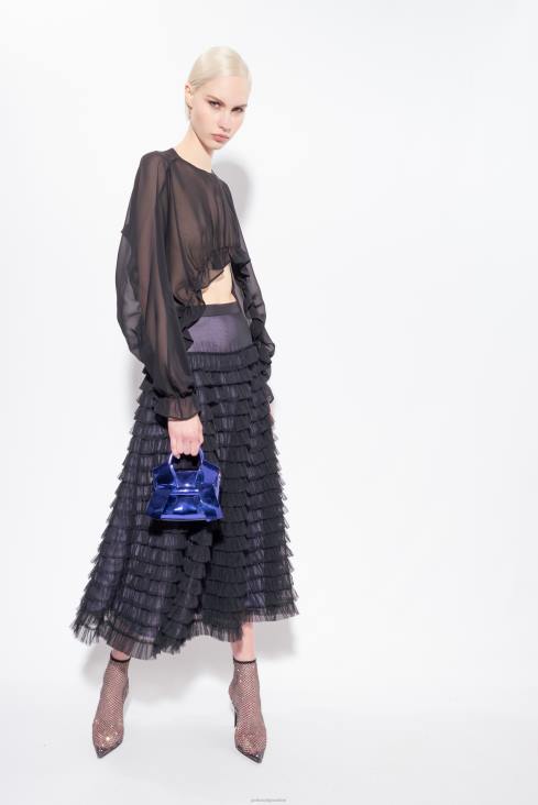 дуге сукње | Pinko црна/јоргована дуга сукња од тила са воланом JFH4912