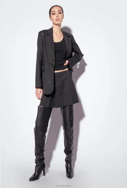 минице | Pinko лимузина црна галлериа мини сукња од пуног дијаманта JFH4815