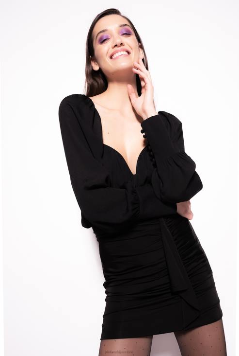 минице | Pinko лимузина црна мини сукња са скупом JFH4909