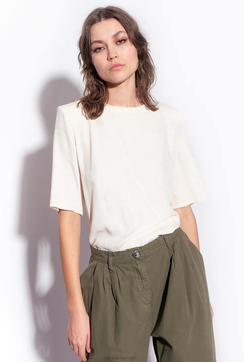 блузе | Pinko ружичасти дим бели жакардна блуза кратких рукава JFH4258