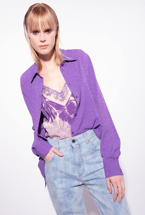 блузе | Pinko јоргован лаванде мајица од жакарда са логотипом JFH4273