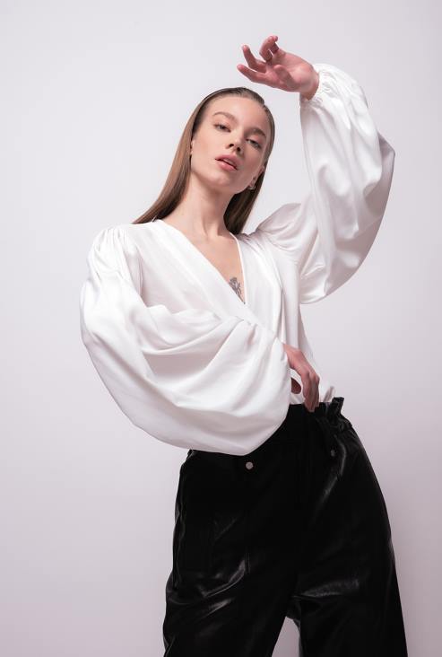 блузе | Pinko облак бео боди од мешавине свиле JFH4299