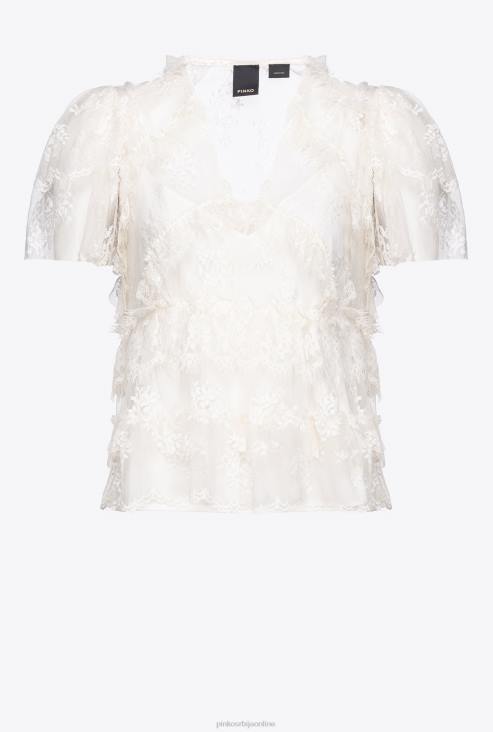 блузе | Pinko облак бео блуза од чипке JFH4309