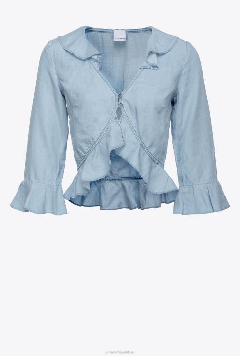 блузе | Pinko лагано прање кратка лиоцелл џинс блуза JFH4311