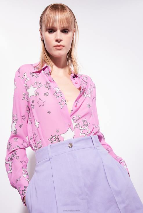 кошуље | Pinko бордо/роза/црвена кошуља са штампом звезда JFH4269