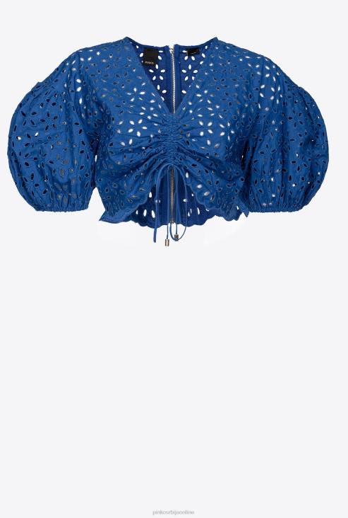 кошуље | Pinko Плави памучни кроп топ са бродерие англаисе JFH4289