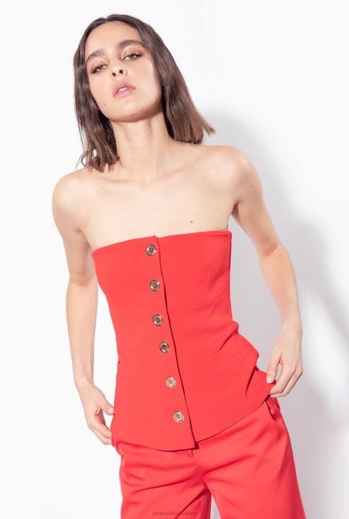 врх | Pinko формула1 црвена горњи део без рукава на дугмад JFH4333