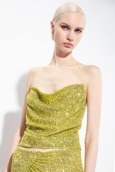 врх | Pinko зелена - солфатара шљокичасти горњи део са отвореним леђима JFH4321