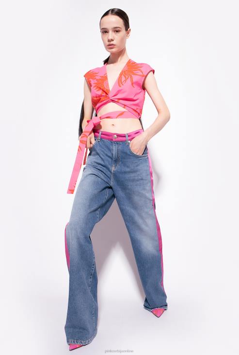 врх | Pinko розе/црвена врх са појасом и великим штампаним цвећем JFH4371