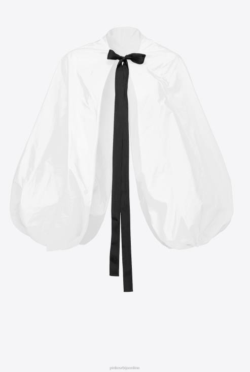 врх | Pinko прљаво бело тафт слеже раменима са балон рукавима JFH4383