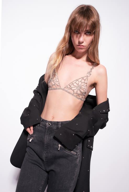 врх | Pinko никл/кристал драгуљ грудњак топ JFH4389