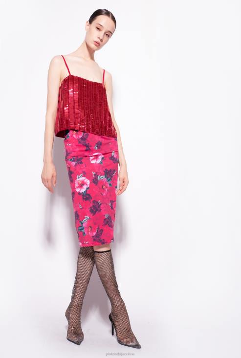 врх | Pinko црвена малина правоугаоно-шљокицама врх JFH4392