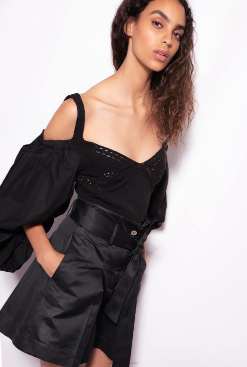 врх | Pinko лимузина црна трико и топ од поплина JFH4440