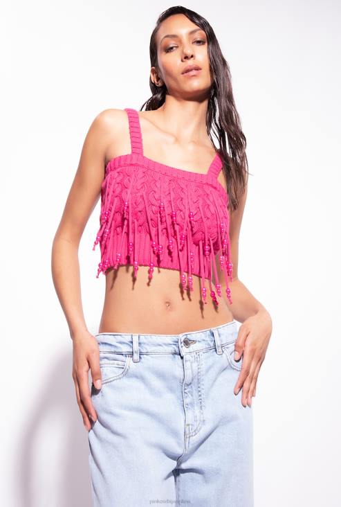 џемпери | Pinko црвена малина плетени врх са детаљима од перли JFH4417