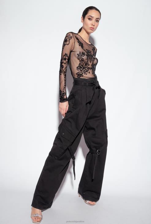 џемпери | Pinko лимузина црна врх од тила са тетоважним везом JFH4461