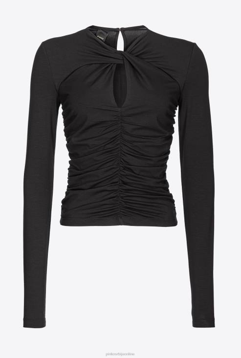 џемпери | Pinko лимузина црна скупљени врх JFH4486