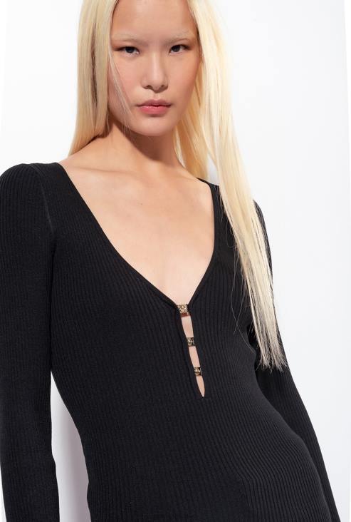 џемпери | Pinko лимузина црна плетени врх дугих рукава JFH4490