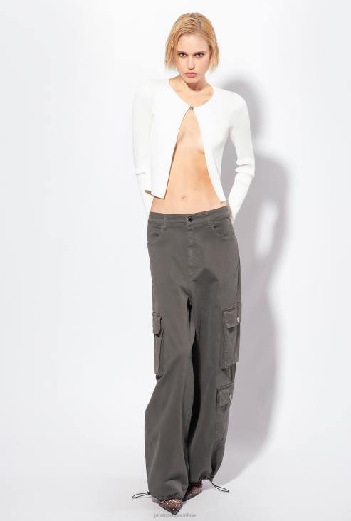 кардиган | Pinko свилено бело ребрасти отворени кардиган JFH4513