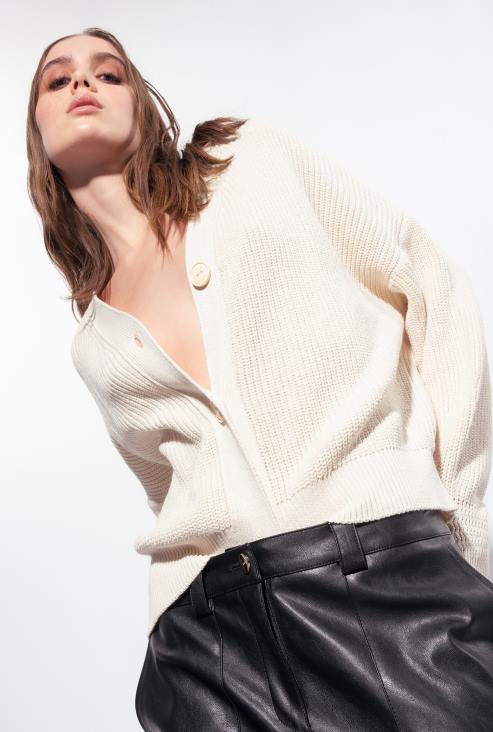 кардиган | Pinko ружичасти дим бели рибарски кардиган од ребара JFH4528