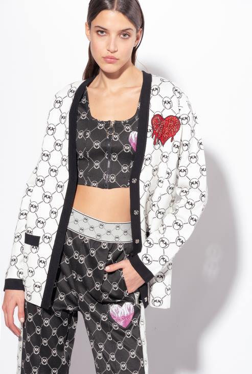 кардиган | Pinko мулт. бела/црна/црвена жакар кардиган са монограмом JFH4541